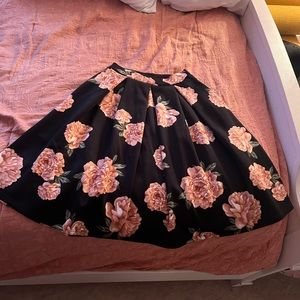Charlotte Russe Black Floral Full Circle Skirt